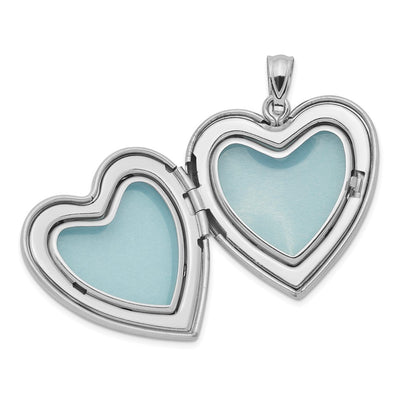 Sterling Silver Rhodium-plated & Diamond D/C Heart Locket, 30 x 23.8mm