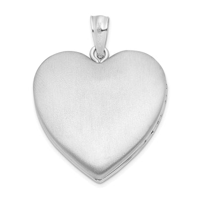 Sterling Silver Rhodium-plated Scrolled Heart Family Locket