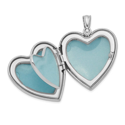 Sterling Silver Rhodium-plated Scrolled Heart Family Locket