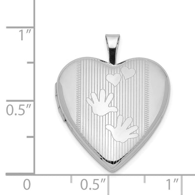 Sterling Silver Rhodium-plated Hands Heart Locket