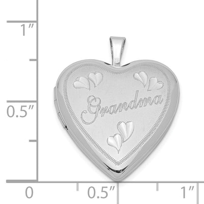 Sterling Silver Rhodium-plated D/C Grandma Heart Locket
