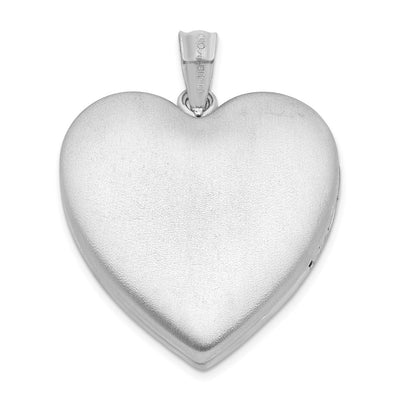 Sterling Silver Rhodium-plated Satin Enameled & D/C Rose Locket