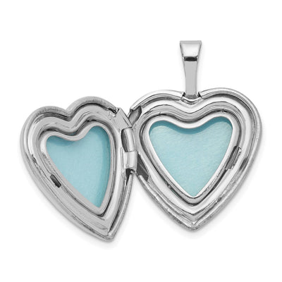 Sterling Silver Rhodium-plated Enameled & D/C Love Heart Locket
