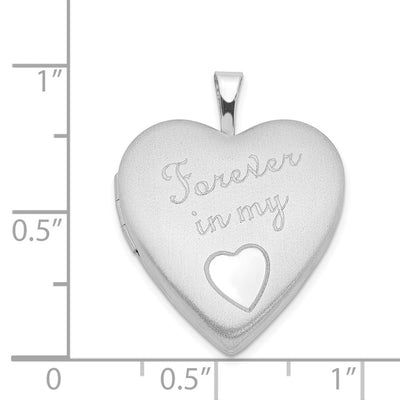 Sterling Silver Rhod-plated Polished/Satin Forever in my Heart Locket