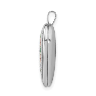 Sterling Silver Rhodium-plated D/C & Enameled Love Heart Locket