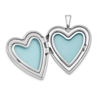 Sterling Silver Rhodium-plated D/C & Enameled Love Heart Locket