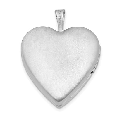 Sterling Silver Rhodium-plated D/C Heart Locket, 25.1 x 19.6mm