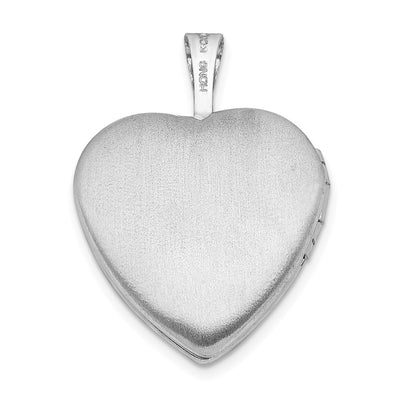 Sterling Silver Rhodium-plated Polished Diamond Star Heart Locket, 21.4 x 16.2mm