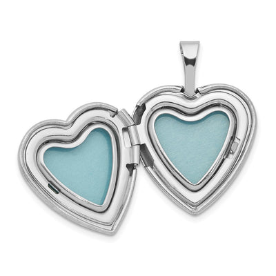 Sterling Silver Rhodium-plated Polished Diamond Star Heart Locket, 21.4 x 16.2mm
