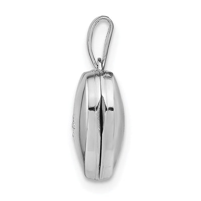 Sterling Silver Rhodium-plated & Diamond D/C Heart Locket, 25.2 x 19.6mm