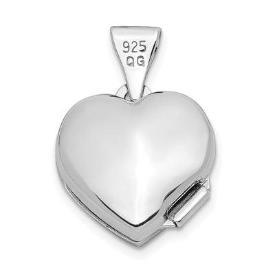 Sterling Silver Rhodium-plated & Diamond D/C Heart Locket, 25.2 x 19.6mm