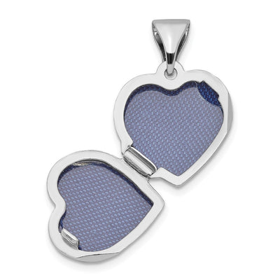 Sterling Silver Rhodium-plated & Diamond D/C Heart Locket, 25.2 x 19.6mm