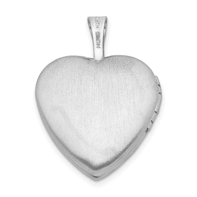Sterling Silver Rhod-plated Polished/Satin Diamond D/C Heart Locket