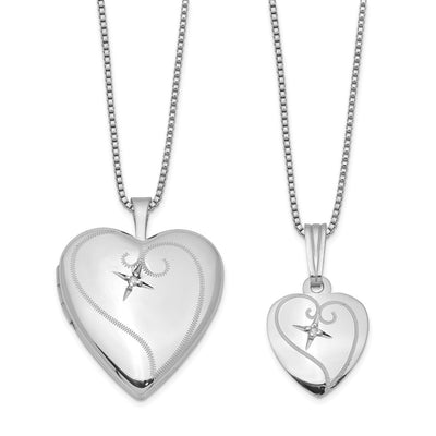 Sterling silver diamond locket necklace