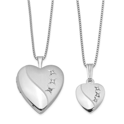 Sterling silver diamond locket necklace