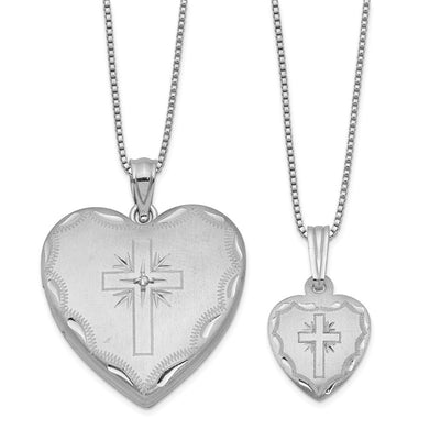 Sterling silver diamond locket necklace