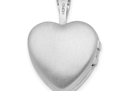 Sterling Silver Rhodium-plated Polished Diamond Star Heart Locket (Style QLS483)
