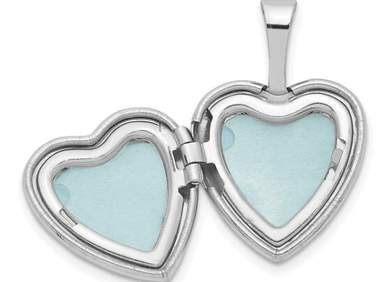 Sterling Silver Rhodium-plated Polished Diamond Star Heart Locket (Style QLS483)