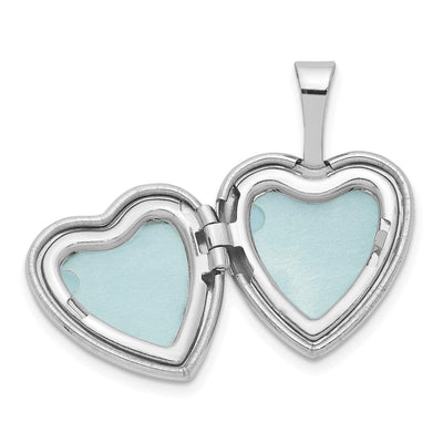 Sterling Silver Rhodium-plated Polished Diamond Star Heart Locket, 18 x 12.35mm