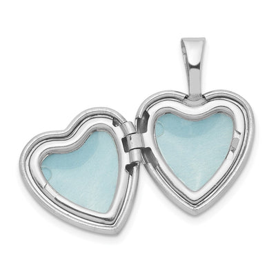 Sterling Silver Rhodium-plated Flower Border Heart Locket