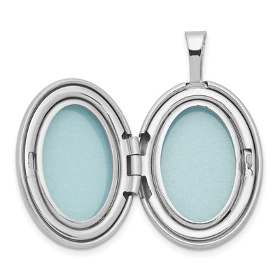 Sterling Silver Rhodium-plated Diamond Polished/Satin Star Oval Locket