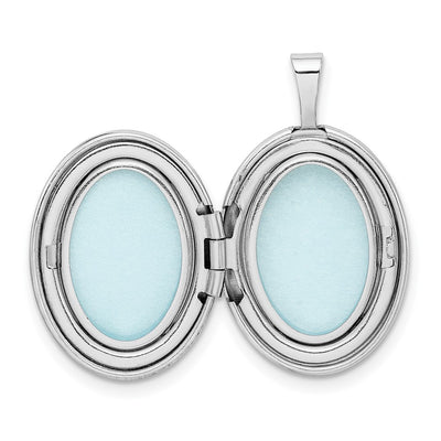 Sterling Silver Rhodium-plated Swirls Oval Locket