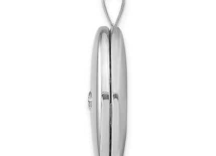 Sterling Silver Rhodium-plated & Diamond Polished Oval Locket