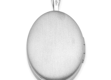 Sterling Silver Rhodium-plated & Diamond Polished Oval Locket