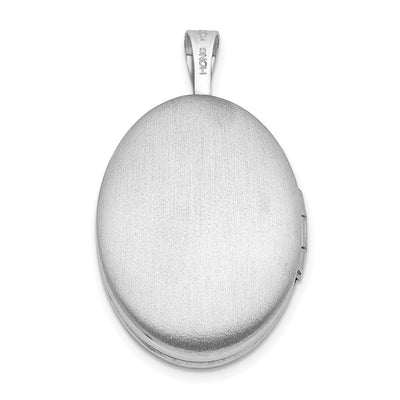 Sterling Silver Rhodium-plated & Diamond Polished Oval Locket, 23.5 x 15mm