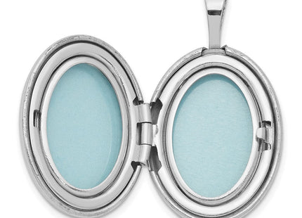 Sterling Silver Rhodium-plated & Diamond Polished Oval Locket