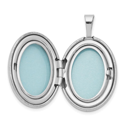 Sterling Silver Rhodium-plated & Diamond Polished Oval Locket, 23.5 x 15mm