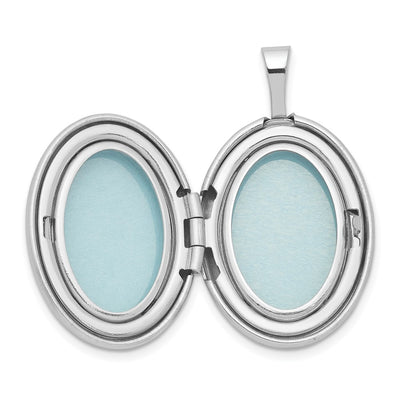 Sterling Silver Rhodium-plated Enamel Floral Oval Locket