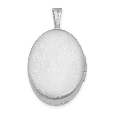 Sterling Silver Rhodium-plated & Diamond Side Scallops Oval Locket