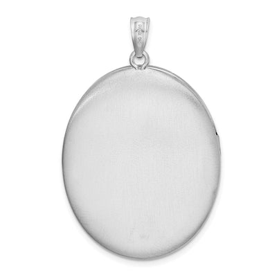 Sterling Silver Rhodium-plated Butterflies Oval Locket