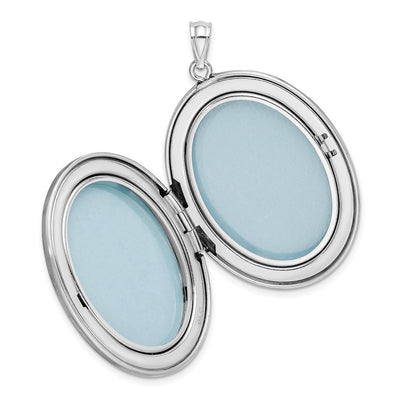 Sterling Silver Rhodium-plated Butterflies Oval Locket