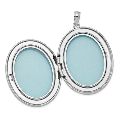 Sterling Silver Rhodium-plated & Diamond Footprints Oval Locket