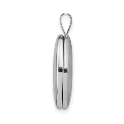 Sterling Silver Rhodium-plated Polished Oval Locket, 24.6 x 14.95mm