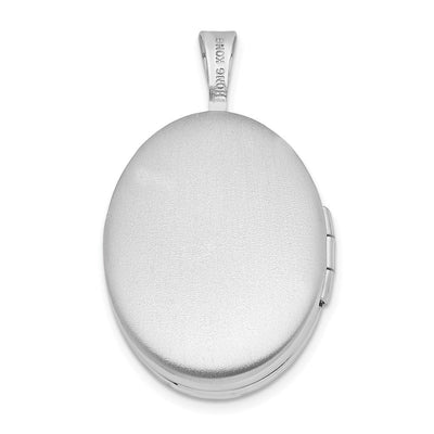 Sterling Silver Rhodium-plated Polished Oval Locket, 24.6 x 14.95mm