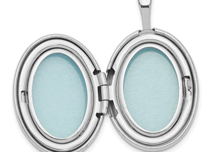 Sterling Silver Rhodium-plated Polished Oval Locket (Style QLS576)