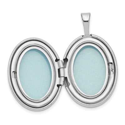 Sterling Silver Rhodium-plated Polished Oval Locket, 24.6 x 14.95mm