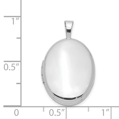 Sterling Silver Rhodium-plated Polished Oval Locket, 24.6 x 14.95mm