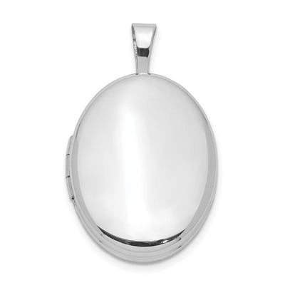 Sterling Silver Rhodium-plated Polished Oval Locket, 24.6 x 14.95mm