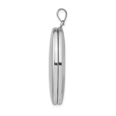 Sterling Silver Rhodium-plated Polished Oval Locket, 42.75 x 27.6mm