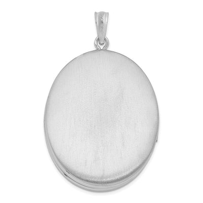 Sterling Silver Rhodium-plated Polished Oval Locket, 42.75 x 27.6mm