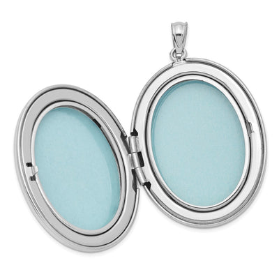 Sterling Silver Rhodium-plated Polished Oval Locket, 42.75 x 27.6mm