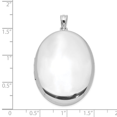 Sterling Silver Rhodium-plated Polished Oval Locket, 42.75 x 27.6mm