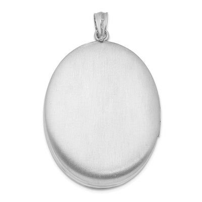 Sterling Silver Rhodium-plated & Diamond w/ Swirl Border Oval Locket