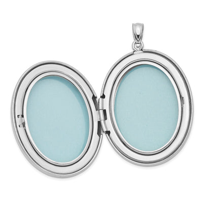 Sterling Silver Rhodium-plated & Diamond w/ Swirl Border Oval Locket