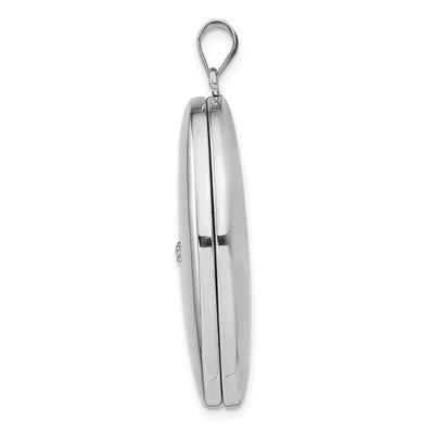 Sterling Silver Rhodium-plated & Diamond Polished Oval Locket, 40 x 27.6mm
