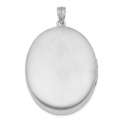 Sterling Silver Rhodium-plated & Diamond Polished Oval Locket, 40 x 27.6mm